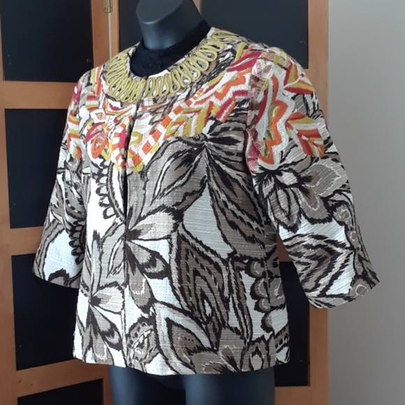 Chicos Multicolored Embroidered Jacket - Picture 4 of 14